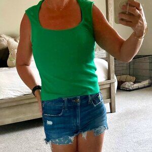 Maeve by Anthropologie: Square-Neck Ribbed Tank – Kelly Green, Size S